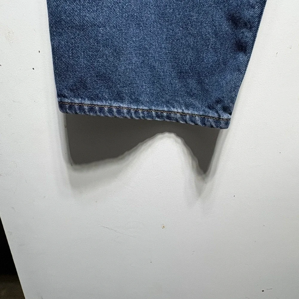 Levis 505 Regular Fit Straight Leg Blue Denim Jeans Mens 38x32 Medium Wash - Picture 4 of 14
